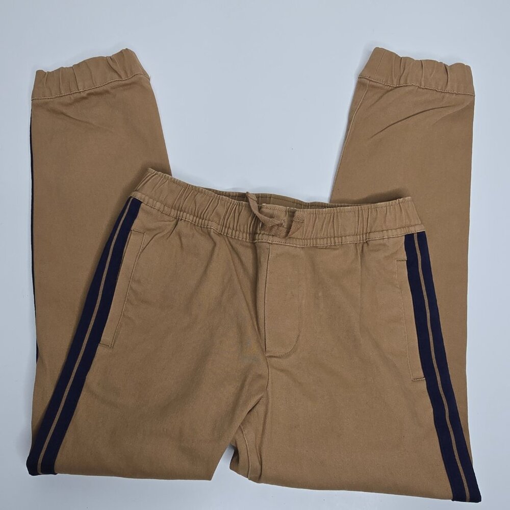 Janie and Jack Pants Size 7 Brown Navy Stripe Boys Kids Drawstring Adjustable